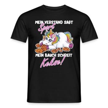 Mein Verstand sagt Sport mein Bauch schreit Kekse - Männer T-Shirt - Schwarz - Vorne - AI Model Male 178 light (178cm)