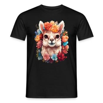 Alpaka - Männer T-Shirt - Schwarz - Vorne - AI Model Male 178 light (178cm)