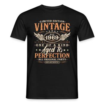Vintage, 1969, Vintage Born, Cadeau d’anniversaire - T-shirt homme - noir - Devant - AI Model Male 178 light (178cm)