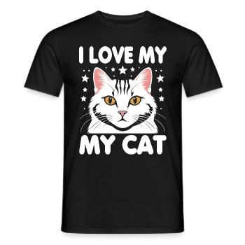 I love my cat - Men's T-Shirt - black - Front - AI Model Male 178 light (178cm)