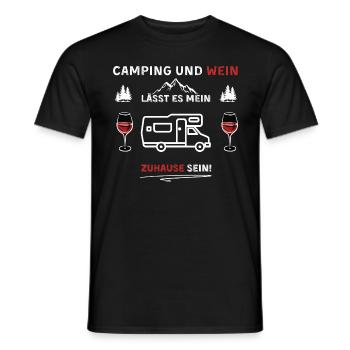 Camping und Wein - Spruch - Männer T-Shirt - Schwarz - Vorne - AI Model Male 178 light (178cm)