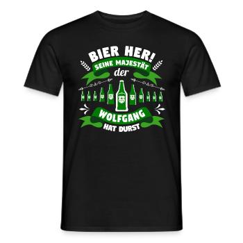 Wolfgang - Bier her! Majestät Wolfgang hat Durst! - Männer T-Shirt - Schwarz - Vorne - AI Model Male 178 light (178cm)