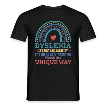 Dyslexie Conscience Dyslexie Dyslexie - T-shirt homme - noir - Devant - AI Model Male 178 light (178cm)
