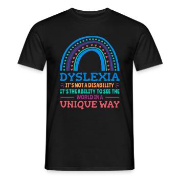 Dyslexie Conscience Dyslexie Dyslexie - T-shirt homme - noir - Devant - AI Model Male 178 light (178cm)