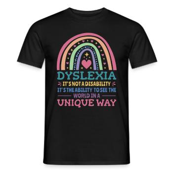 Dyslexie Conscience Dyslexiques - T-shirt homme - noir - Devant - AI Model Male 178 light (178cm)