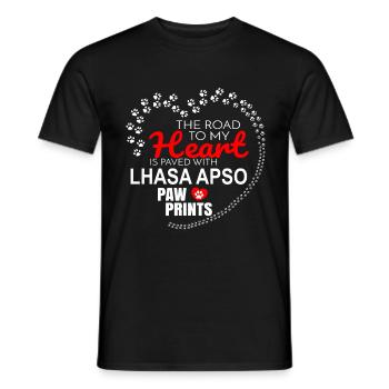 La route de mon cœur est pavée de patte Lhassa Apso - T-shirt homme - noir - Devant - AI Model Male 178 light (178cm)