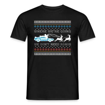 Zurück In Die Zukunft No Roads Ugly Christmas - Männer T-Shirt - Schwarz - Vorne - AI Model Male 178 light (178cm)