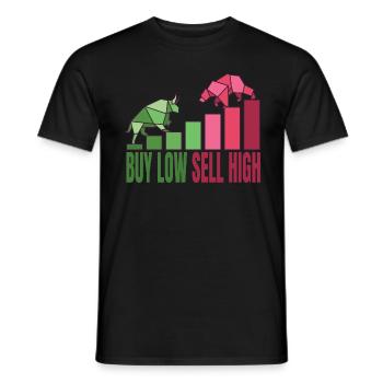 Buy Low Sell High Börse Aktien Geld Geschenkidee - Männer T-Shirt - Schwarz - Vorne - AI Model Male 178 light (178cm)