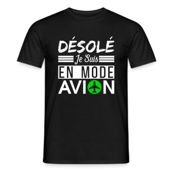 désolé je suis en mode avion - T-shirt homme - noir - Devant - AI Model Male 178 light (178cm)