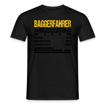 Baggerfahrer Stundenlohn Baggerführer Bauarbeiter - Männer T-Shirt - Schwarz - Vorne - AI Model Male 178 light (178cm)