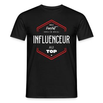Influenceur parfait et au top - T-shirt homme - noir - Devant - AI Model Male 178 light (178cm)