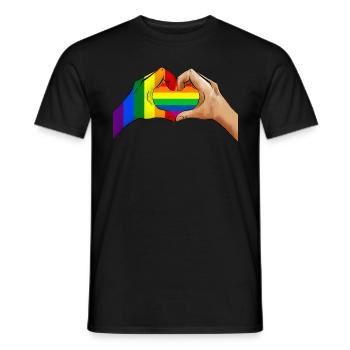 Hände mit Herz Flagge Pride LGBT - Männer T-Shirt - Schwarz - Vorne - AI Model Male 178 light (178cm)