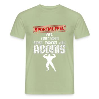 Sportmuffel - und trotzdem ein Körper wie Adonis - Männer T-Shirt - Sage - Vorne - AI Model Male 178 light (178cm)
