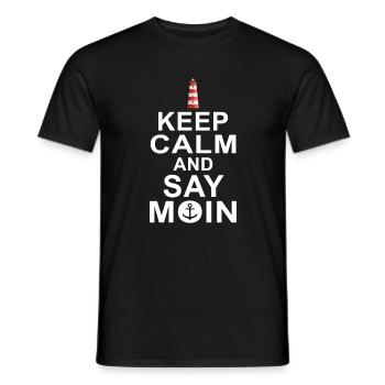 Keep calm and say moin Nordsee Ostee T-Shirt - Männer T-Shirt - Schwarz - Vorne - AI Model Male 178 light (178cm)
