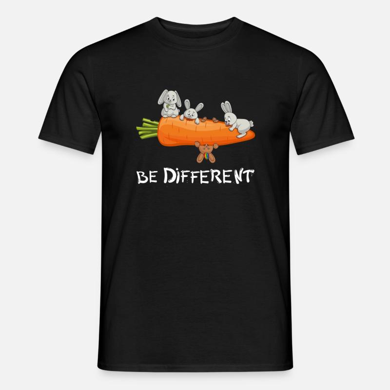 Be Different Funny Rabbit Cute Bunny Design - Men’s T-shirt - black