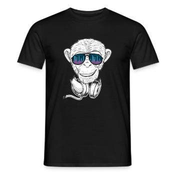 Monkey with equalizer glasses Monkey Music & Party - Men's T-Shirt - black - Front - AI Model Male 178 light (178cm)