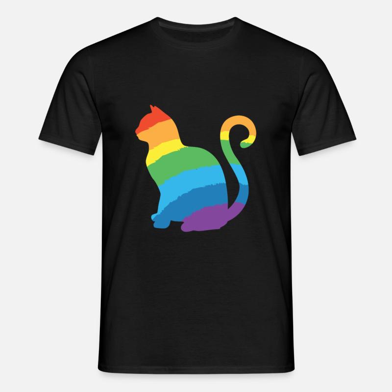 rainbow cat - Männer T-Shirt - Schwarz
