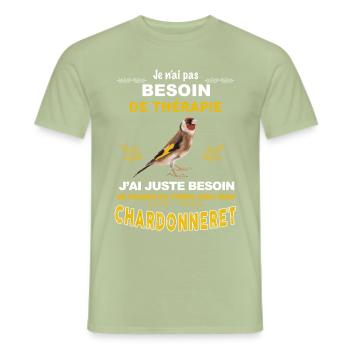 Thérapie chardonneret - T-shirt homme - vert sauge - Devant - AI Model Male 178 light (178cm)