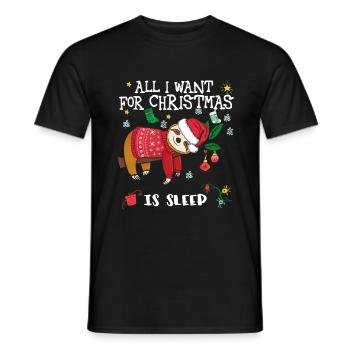 Sloth All I Want For Christmas Is Sleep Saying - Men's T-Shirt - black - Front - AI Model Male 178 light (178cm)