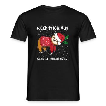 Faultier weck mich auf wenn weihnachten ist - Männer T-Shirt - Schwarz - Vorne - AI Model Male 178 light (178cm)