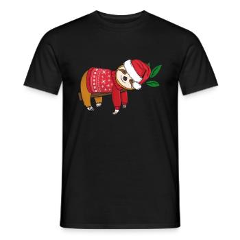 Sloth with Christmasweater Merry Christmas - Men's T-Shirt - black - Front - AI Model Male 178 light (178cm)