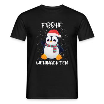 Pinguin Frohe Weihnachten - Männer T-Shirt - Schwarz - Vorne - AI Model Male 178 light (178cm)