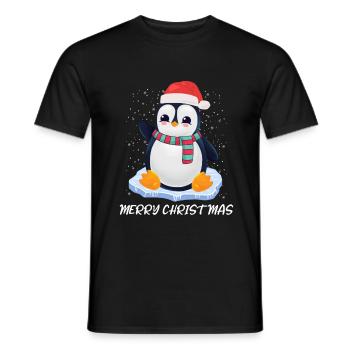 Pinguin Merry Christmas - Männer T-Shirt - Schwarz - Vorne - AI Model Male 178 light (178cm)