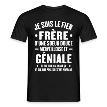 Je Suis Le Fier Frère D'une Sœur Douce Et Géniale - T-shirt homme - noir - Devant - AI Model Male 178 light (178cm)