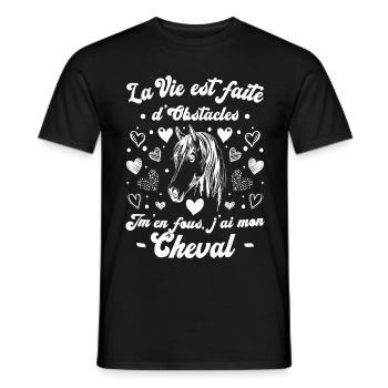 La Vie Est Faite D'obstacles - Équitation Cheval - T-shirt homme - noir - Devant - AI Model Male 178 light (178cm)