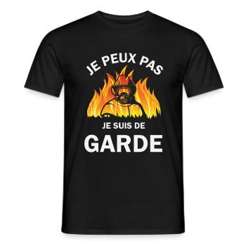 Je peux pas je suis de garde : Cool drôle cadeau - T-shirt homme - noir - Devant - AI Model Male 178 light (178cm)