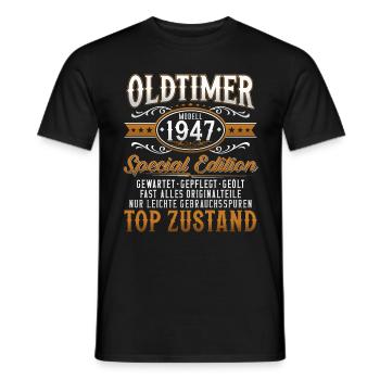 Oldtimer Baujahr Jahrgang 1947 Geburtstag Geschenk - Männer T-Shirt - Schwarz - Vorne - AI Model Male 178 light (178cm)