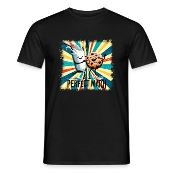 Match parfait Saint-Valentin Milk Cookie Drôle - T-shirt homme - noir - Devant - AI Model Male 178 light (178cm)