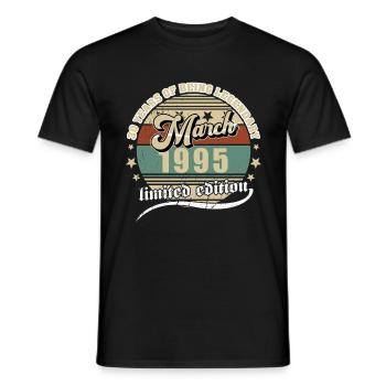 30th Birthday March 1995 Vintage 30 Years Legenda - Men's T-Shirt - black - Front - AI Model Male 178 light (178cm)