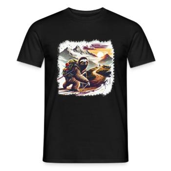 Lustiges Faultier Motiv zum Wandern und Spazieren - Männer T-Shirt - Schwarz - Vorne - AI Model Male 178 light (178cm)