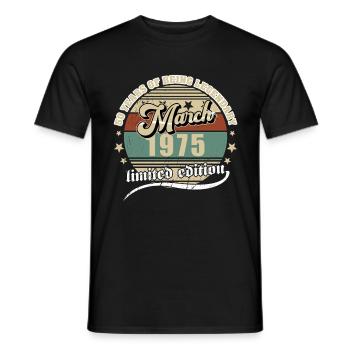 50. Geburtstag März 1975 Jahrgang 50 Jahre - Männer T-Shirt - Schwarz - Vorne - AI Model Male 178 light (178cm)