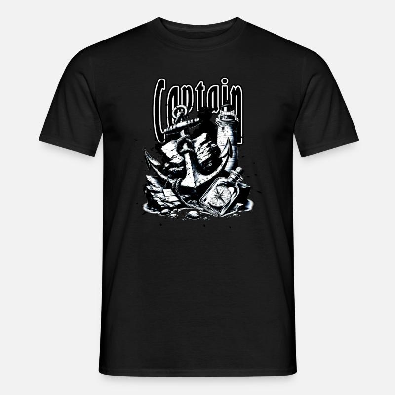 Maritime Lighthouse Compass Message in a Bottle - Men's T-Shirt - black