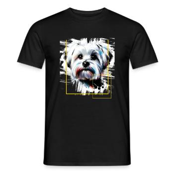 Malteser Süß - Tiermotiv Kunst Tier Malteser - Männer T-Shirt - Schwarz - Vorne - AI Model Male 178 light (178cm)