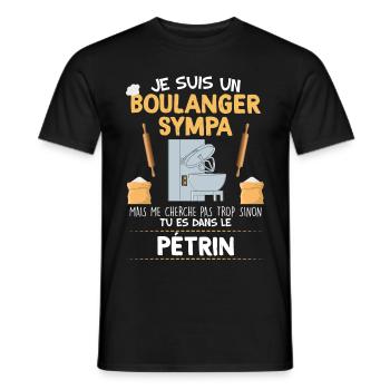 Boulanger humour pétrin cadeau profession - T-shirt homme - noir - Devant - AI Model Male 178 light (178cm)