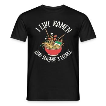 J’aime les ramen et peut-être le design de 3 personnes - T-shirt homme - noir - Devant - AI Model Male 178 light (178cm)