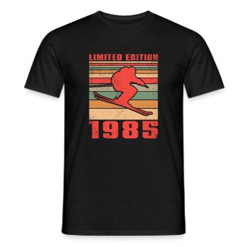 Ski Skifahrer Langlaufski Wintersport 1985 - Männer T-Shirt - Schwarz - Vorne - AI Model Male 178 light (178cm)