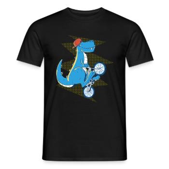 Tyrannosaurus Rex T-rex Dinosaure Dino Bicyclette - T-shirt homme - noir - Devant - AI Model Male 178 light (178cm)