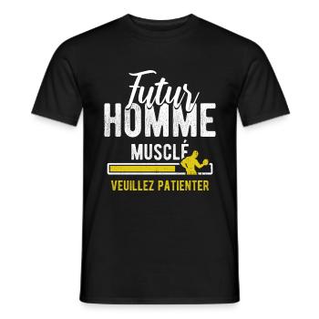 citation drôle futur homme musclé - T-shirt homme - noir - Devant - AI Model Male 178 light (178cm)