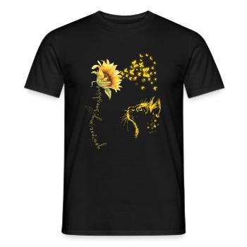 You are my Sunshine Sunflower ButterflyCat - Men's T-Shirt - black - Front - AI Model Male 178 light (178cm)