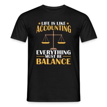 Das Leben ist wie die Buchhaltung - Männer T-Shirt - Schwarz - Vorne - AI Model Male 178 light (178cm)