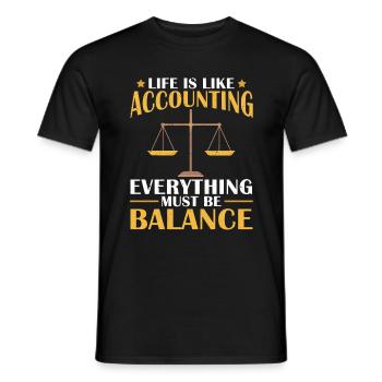Das Leben ist wie eine Buchhaltung - Männer T-Shirt - Schwarz - Vorne - AI Model Male 178 light (178cm)
