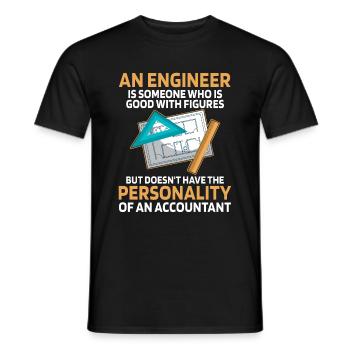 Ein Ingenieur ist jemand, der gut mit Zahlen - Männer T-Shirt - Schwarz - Vorne - AI Model Male 178 light (178cm)