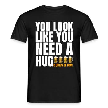 Beer Party Drinking Malle I need a Hug funny - Men's T-Shirt - black - Front - AI Model Male 178 light (178cm)