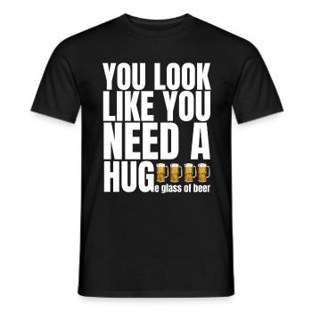 Beer Party Drinking Malle I need a Hug funny - Men's T-Shirt - black - Front - AI Model Male 178 light (178cm)