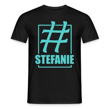 Social Media Hashtag Stefanie - Men's T-Shirt - black - Front - AI Model Male 178 light (178cm)