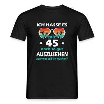 45 Jahre alt - 45. Geburtstag Mann Frau Lustig - Männer T-Shirt - Schwarz - Vorne - AI Model Male 178 light (178cm)